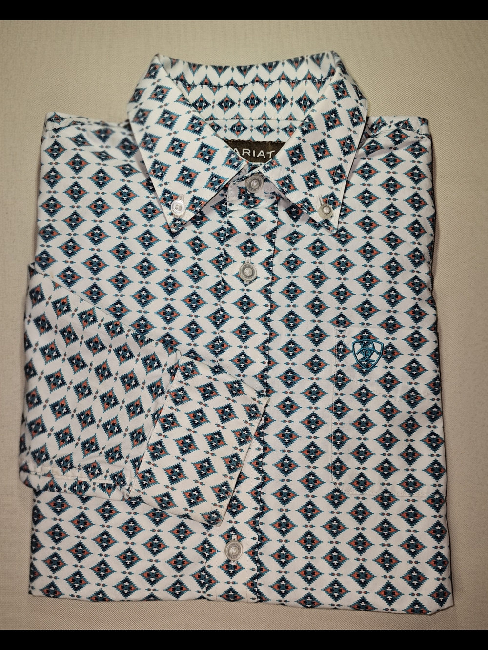 Ariat Youth White Geo Print Button-Down Shirt